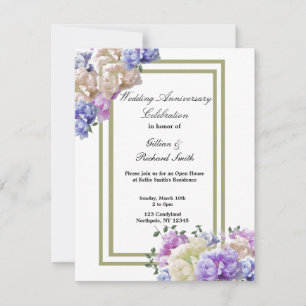 Elegant Peonies Wedding Anniversary Invitation
