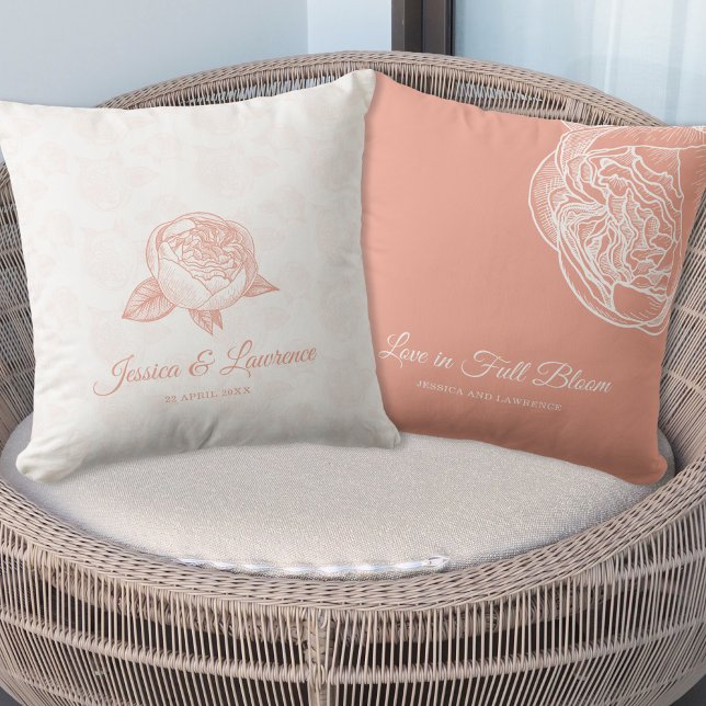 Elegant Peonies Wedding Decor Throw Pillow (Creator Uploaded)