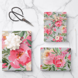 Elegant Peonies Wrapping Paper Sheets