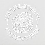 Elegant Peony Bloom Library Book Name Embosser