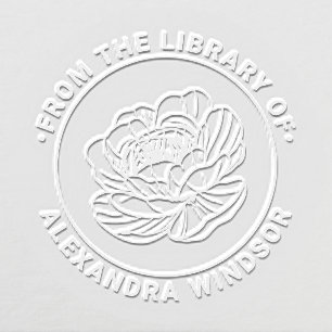 Elegant Peony Bloom Library Book Name Embosser