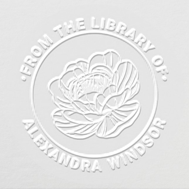 Elegant Peony Bloom Library Book Name Embosser (Design)
