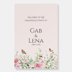 Elegant Peony Blush Floral Engagement Party Welcom Foam Board