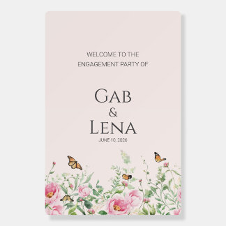 Elegant Peony Blush Floral Engagement Party Welcom Foam Board
