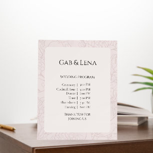Elegant Peony Blush Floral Wedding Program Foam Bo Board