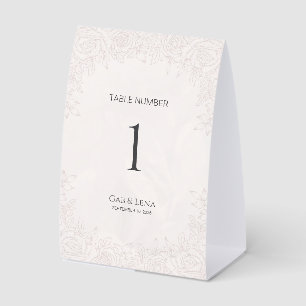 Elegant Peony Blush Floral Wedding Table Number Te Paper Table Tent