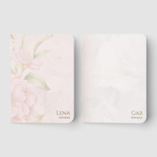 Elegant Peony Blush Floral Wedding Vow Books Set