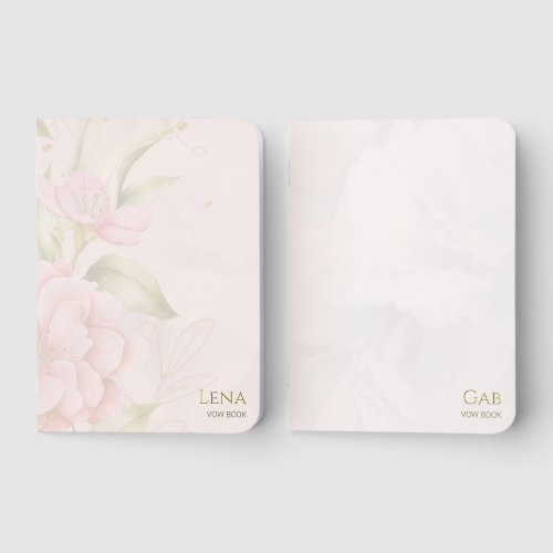 Elegant Peony Blush Floral Wedding Vow Books Set