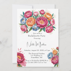 Elegant Peony Bouquet Bachelorette Party Invitation