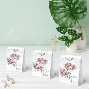 Elegant Peony Floral Arrangement Wedding Favor Boxes