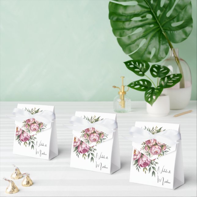 Elegant Peony Floral Arrangement Wedding Favor Boxes (Multiple)