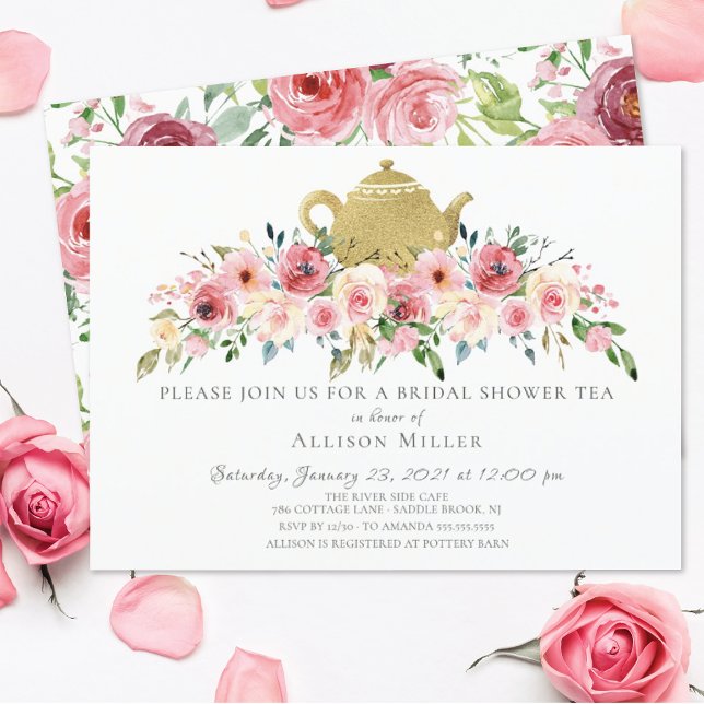 Elegant Peony Floral Bridal Shower Tea Invitation (Creator Uploaded)