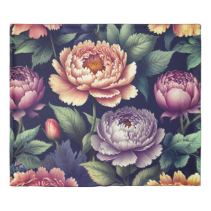 Elegant Peony Floral Pattern Bedspread