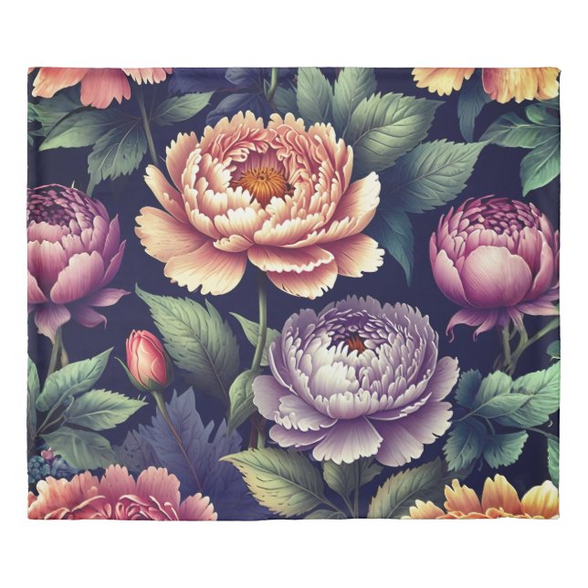 Elegant Peony Floral Pattern Bedspread (Front)