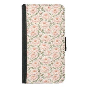 Elegant Peony Floral Pattern Samsung Galaxy S5 Wallet Case