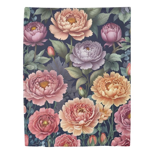 Elegant Peony Floral Pattern ( Twin ) Duvet Cover (Front)
