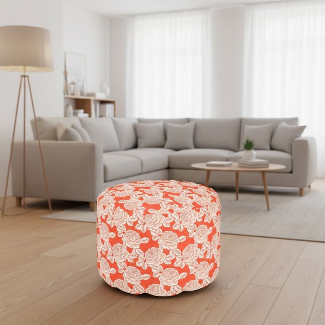 Elegant Peony Floral Pouf with Vintage Charm (Creator Uploaded)