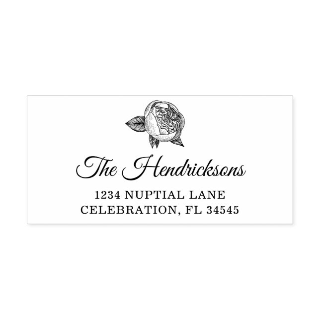 Elegant Peony Floral Return Address Self-inking Stamp (Design)