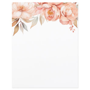 Elegant Peony Floral Stationery Paper