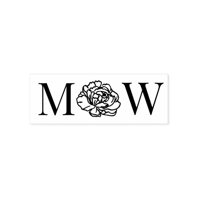 Elegant Peony Flower 2 Initial Wedding Couple Self-inking Stamp (Design)