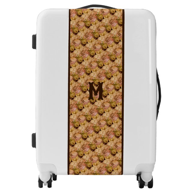 Elegant  Peony Flower Abstract Monogram Luggage (Front)