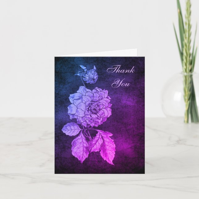 Elegant Peony Flower Art Thank You Card (Front)