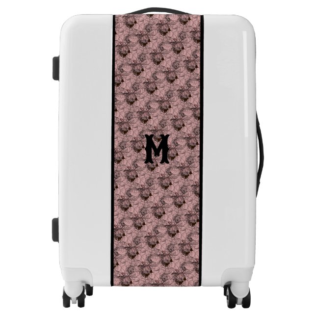 Elegant  Peony Flower Pink Abstract Monogram Luggage (Front)