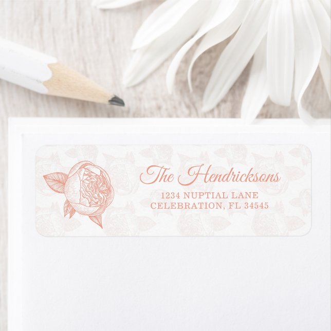Elegant Peony Flower Return Address Label (Creator Uploaded)