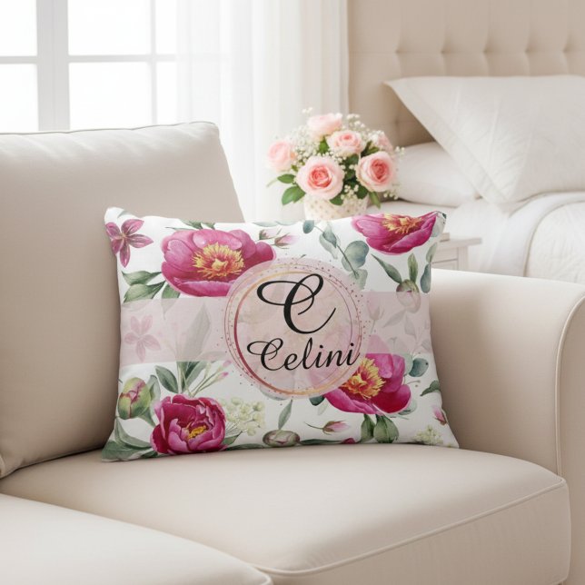 Elegant Peony Flower Seamless Pattern in Soft Pink Accent Pillow (Elegant Peony Flower Seamless Pattern in Soft Pink Accent Pillow)