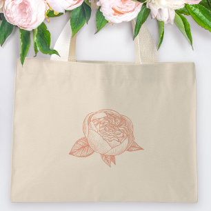 Elegant Peony Flower Wedding Gift Mini Tote Bag