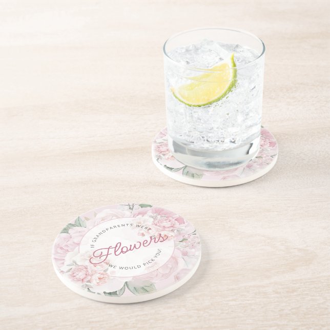 Elegant Peony Flowers Grandparents We'd Pick You Coaster (Side)