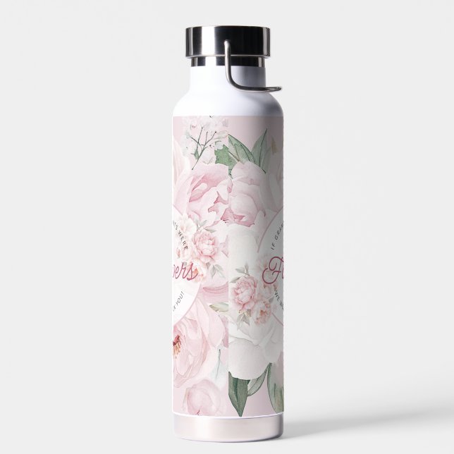 Elegant Peony Flowers Grandparents We'd Pick You Water Bottle (Left)