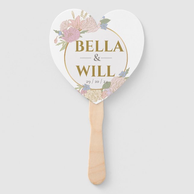 Elegant Peony Lily Rose Wedding       Hand Fan (Front)