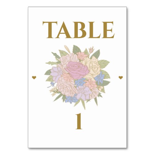 Elegant Peony Lily Rose Wedding         Table Number