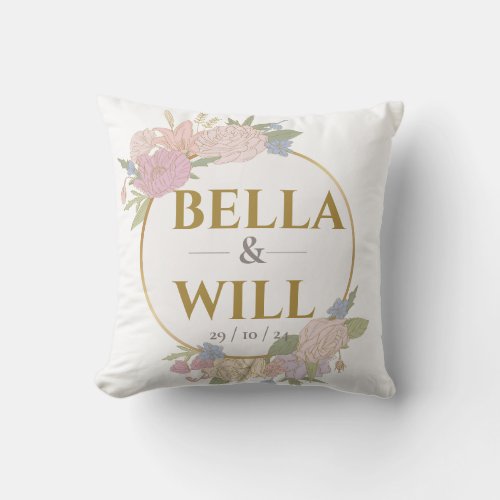 Elegant Peony Lily Rose Wedding           Throw Pillow