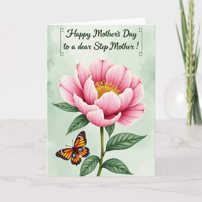 Elegant Peony Mothers Day Card (Front)