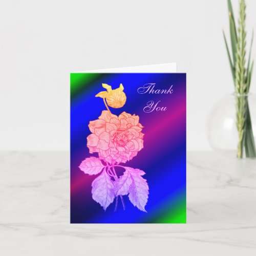 Elegant Peony Rainbow Floral Thank You Card