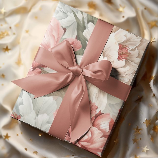 Elegant Peony Seamless Pattern Soft Pastel  Wrapping Paper (Creator Uploaded)