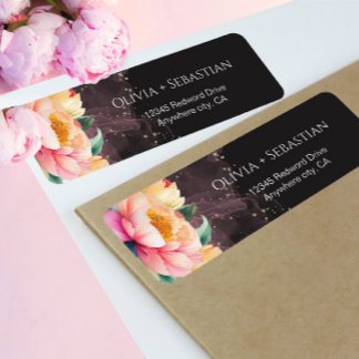 Elegant Peony Watercolor Return Address Label