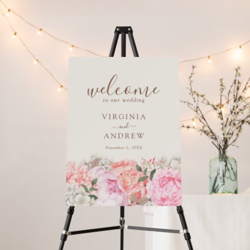 Elegant Peony Welcome Sign