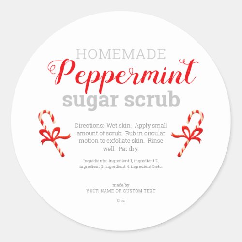 Elegant Peppermint Sugar Scrub Editable Classic Round Sticker