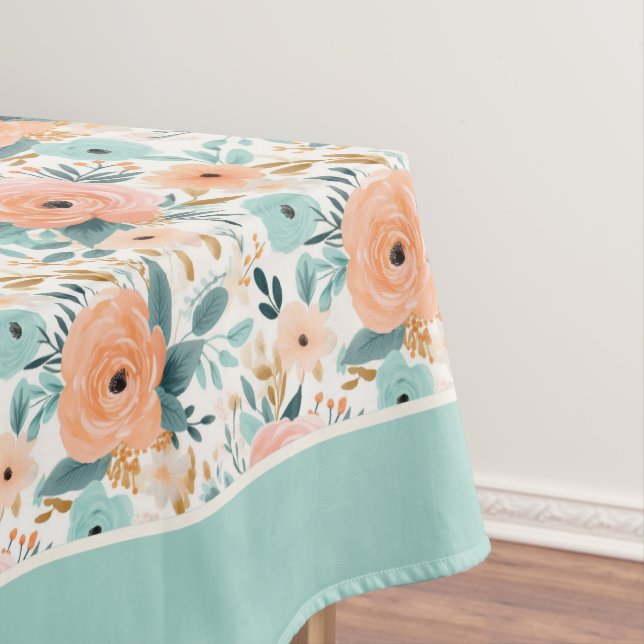 Elegant Perennial Love Floral Pattern Personalized Tablecloth (In Situ)