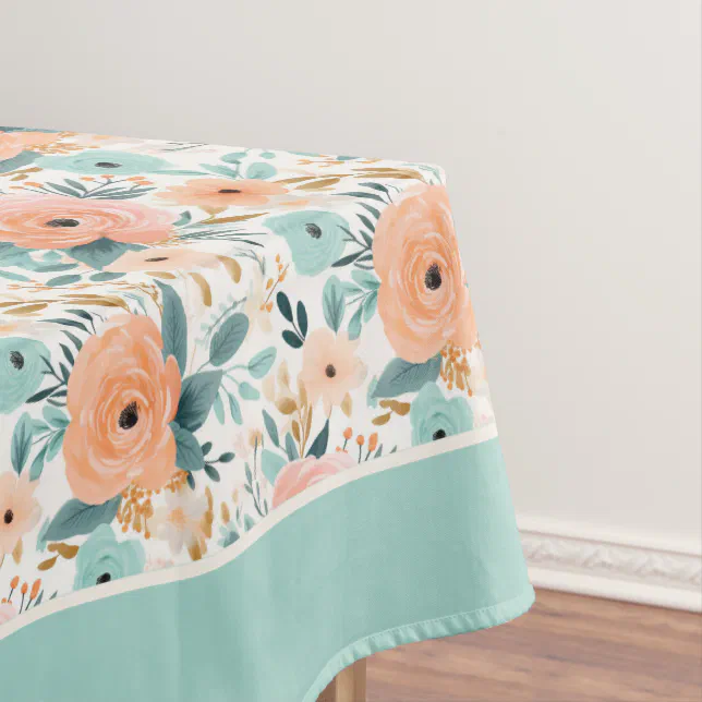Elegant Perennial Love Floral Pattern Personalized Tablecloth | Zazzle