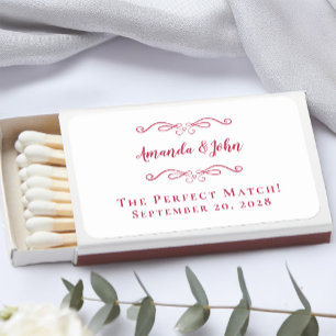 Elegant Perfect Bride & Groom Wedding Magenta Red Matchboxes