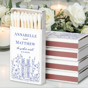 Elegant Perfect Match Whimsical Blue Matchboxes