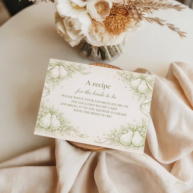 Elegant Perfect Pair Pear Bridal Shower Enclosure Card (Creator Uploaded)