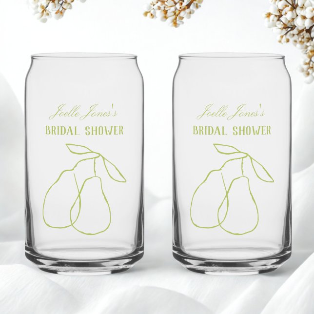 Elegant Perfect Pear Illustration Bridal Shower Can Glass (Creator Uploaded)