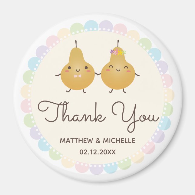Elegant Perfect Pear Whimsical Wedding Thank You Magnet (Front)