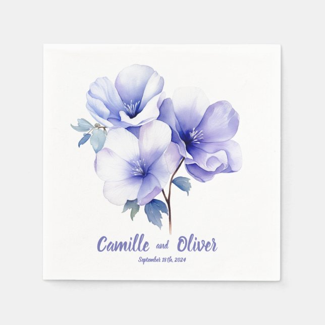 Elegant Periwinkle 2: Personalized Wedding Napkins (Front)