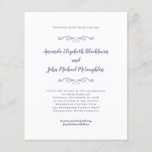 Elegant Periwinkle Blue Budget Wedding Invitation